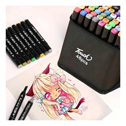 Set De Marcadores Doble Punta 48 Piezas En Estuche Colores Multicolor