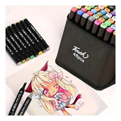 Set De Marcadores Doble Punta 48 Piezas En Estuche Colores Multicolor