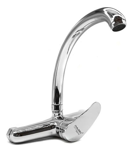 Monocomando 20cm Pico Cromado Canilla Cocina Pared Mesada