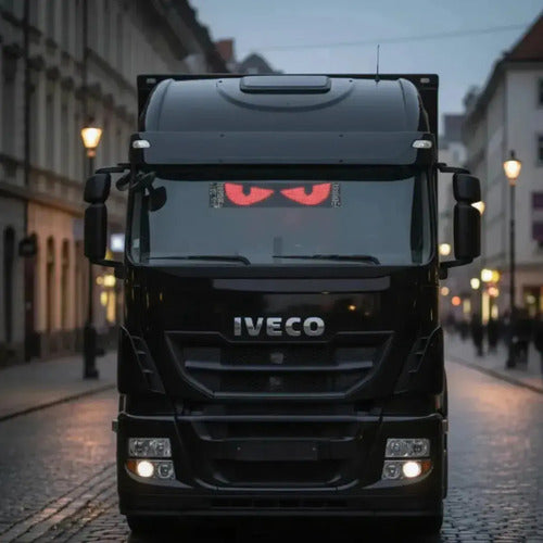 Cartel Led Ojos Diseño Auto Camioneta Camión Micro 59x12cm Negro