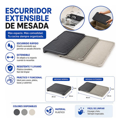 Escurridor Platos Bandeja Extensible Vajilla Plastico Cocina Aleatorio - 3 Colores