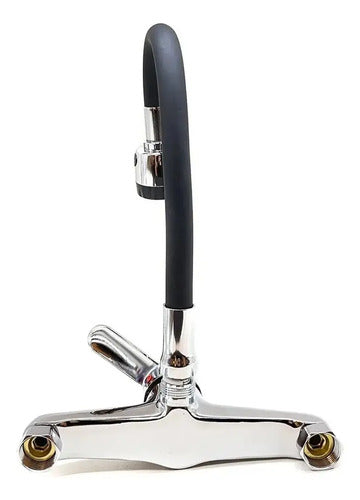 Monocomando Mesada Cocina Canilla Flexible Pared Grifo 20cm Plateado Con Negro