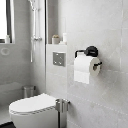 Soporte Rollo Papel Higienico Portarrollos Baño Pared Negro Negro