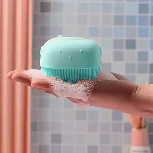 Cepillo Para Ducha Masajeador De Silicona Con Deposito Jabon Cepillo Masajeador