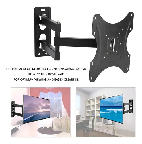 Soporte Tv 14 A 42 Pulgadas Brazo Articulado 35kg Color Negro
