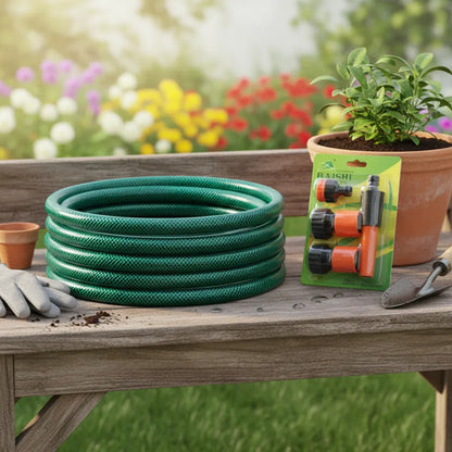 Set/kit De Riego Manguera Jardin 10m Reforzada Acoples 3/4