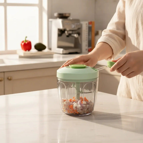 Multiprocesador Picador Manual Cuchilla Intercambiable 900ml Verde