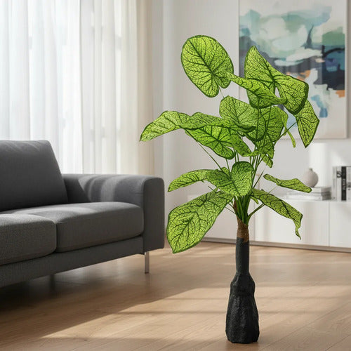 Adorno Planta Artificial Hojas Decoracion Interior Plastica Verde Lima