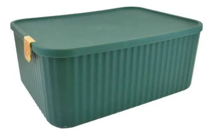 Caja Organizadora Plástica Tapa 30x23x12cm Cierre Verde