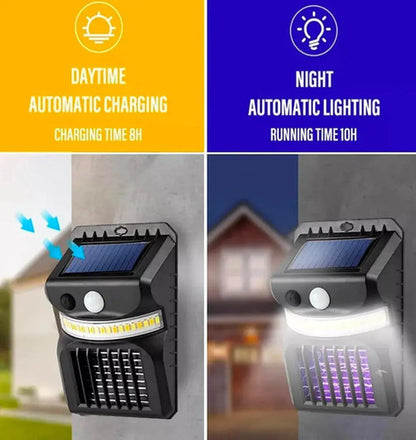 Lampara Solar Pared Led Mata Mosquitos Repelente De Insectos Negro