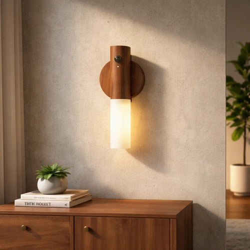 Lampara Pared Recargable Sensor De Movimiento Luz Calida Usb Marrón