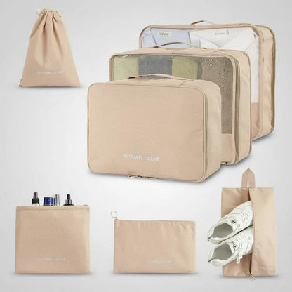 Set Pack Organizadores Viaje 7 Piezas Valija Ropa Bolsas Rosa