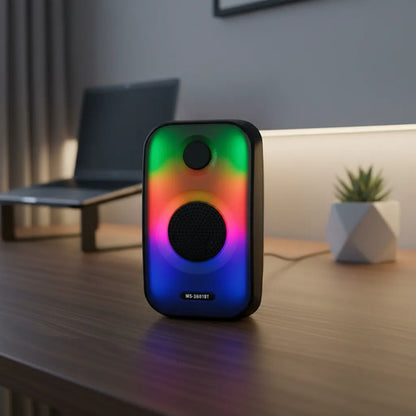 Parlante Bluetooth Portátil 3'' Full Led Tws Usb Tf Fm Rgb Negro