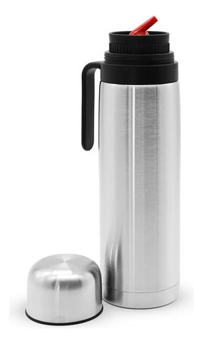 Termo Media Manija 1 L Acero Inoxidable Pico Cebador Plateado