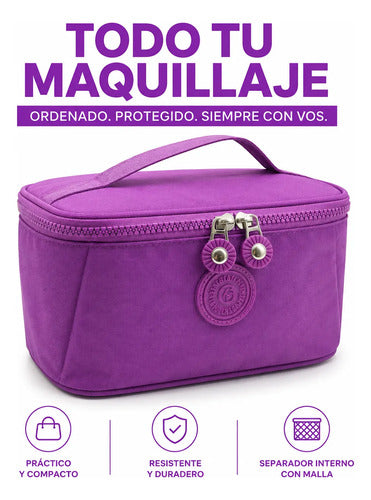 Porta Cosmeticos Neceser Maquillaje Viaje Organizador 21x12 Violeta