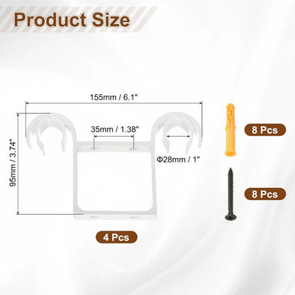 4pcs Soportes Para Barra De Cortina De Aleación De Aluminio Incluye Tornillos De Fijación, Soporte Doble Para Barra De Cortina Para Techocapacidad De Carga: 5 Kg(blanco)