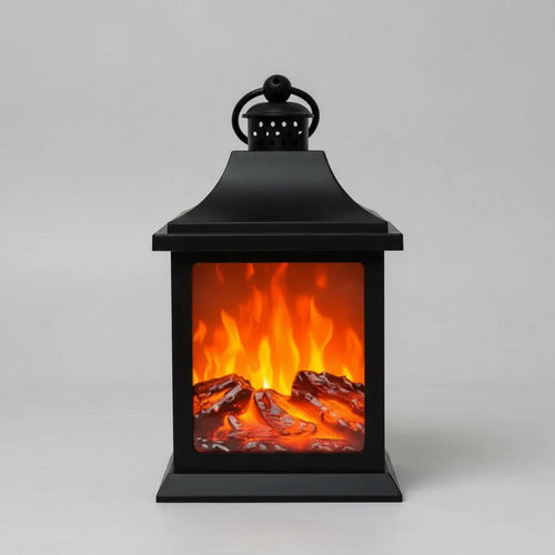 Lampara Farol Led Decorativo Efecto Llama Usb Pilas Fuego Negro Naranja