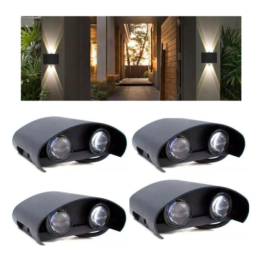 Set X4 Foco Pared Aplique Exterior Luminaria Bidireccional