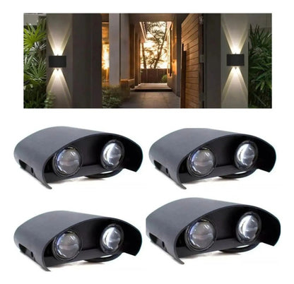 Set X4 Foco Pared Aplique Exterior Luminaria Bidireccional