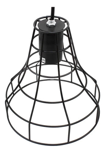 Lampara Colgar Vintage Jaula Metalica De Techo Negra Retro Negro