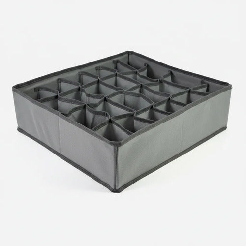 Caja Organizadora Tela 24 Divisiones Ropa Interior 34x30cm Gris