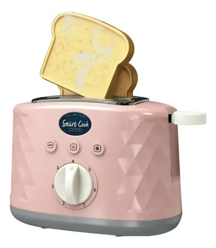 Tostadora Infantil Luces Sonido Accesorios Juguete Cocina Rosa