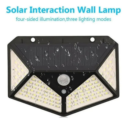 Set X5 Aplique Solar Pared Foco Led Sensor De Movimiento Negro