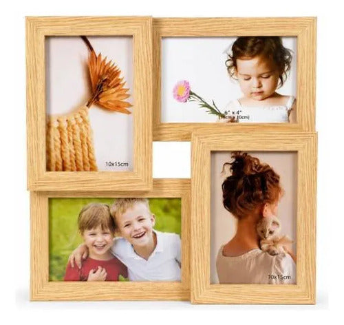Portarretrato Colgante Marco Multiple X4 Fotos 10x15cm Madera