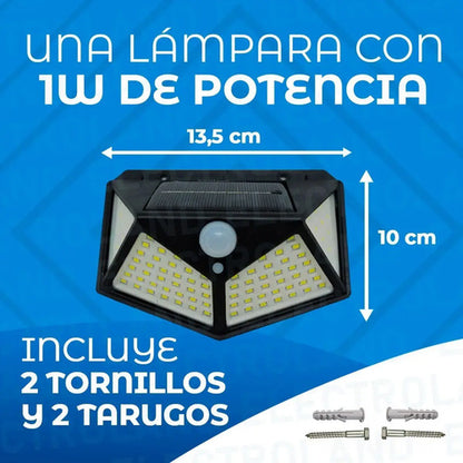 Set X4 Aplique Solar Pared Foco Led Sensor De Movimiento Negro