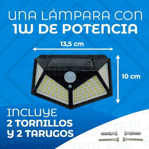 Set X6 Aplique Solar Pared Foco Led Sensor De Movimiento Negro