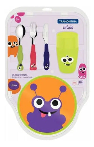 Set Juego Infantil Vajilla Plato Vaso Cubiertos X5 Piezas Aleatorio