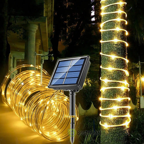 Set X2 Guia Solar Guirnalda Luces Led Calidas Lamparas 10mts Cálida