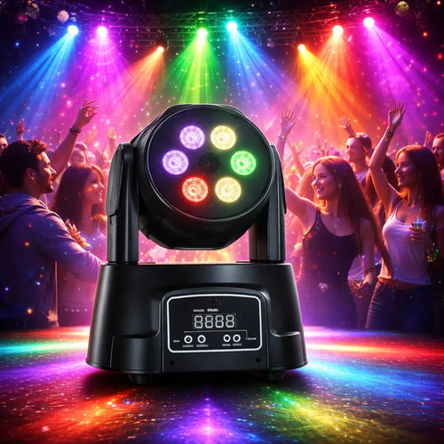 Foco Fiesta Disco Cabeza Movil Robotico Par 7 Led Rgbw Dmx