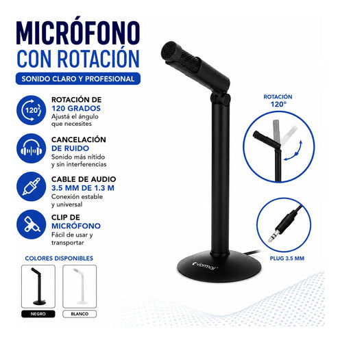 Micrófono Rotación Profesional 3.5mm Cancelación De Ruido Aleatorio - 2 Colores
