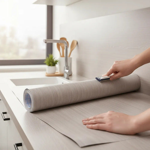 Rollo De Lámina Vinilo Autoadhesiva Pared Muebles 10mx60cm Gris