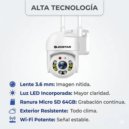 Camara Seguridad Wifi Exterior Interior Seguimiento Micro Sd Blanco