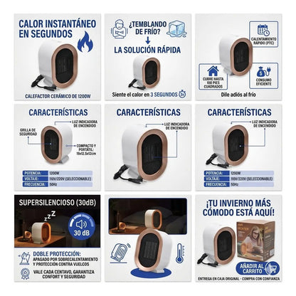 Calefactor Electrico Portatil Ceramico 1200w Estufa Invierno Blanco