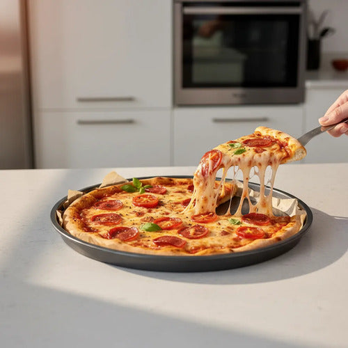 Asadera Molde Pizza Antiadherente Redonda 28cm Cocina Negro