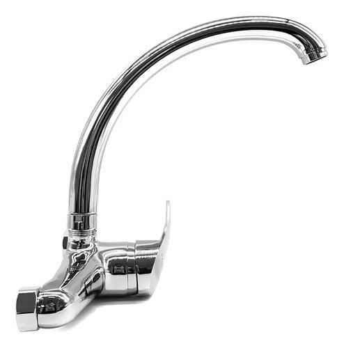 Grifo Monocomando 20cm Cocina Cromado Canilla Mesada Pared