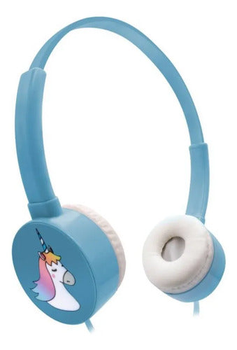 Auriculares Infantil Unicornio Niños Cable Vincha Ajustable Azul