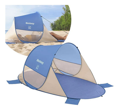 Carpa Refugio Playa Autoarmable Cortaviento Filtro Uv 80 2m Azul