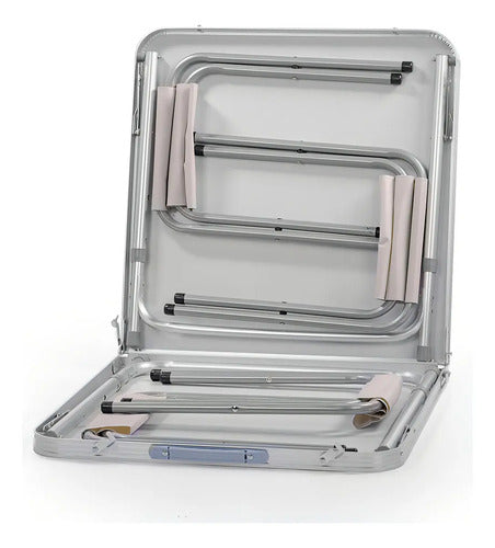 Mesa Plegable Con Asientos Exterior Acero Plastico Camping Blanco