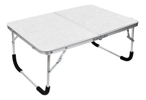 Mesa Plegable Portátil Aluminio 60x40x26cm Camping Blanco