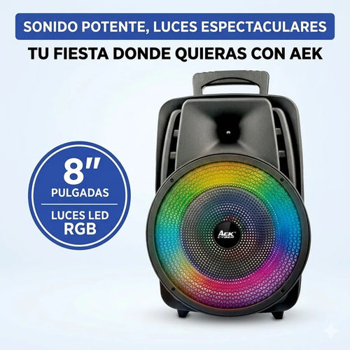 Parlante Inalambrico Bluetooth Ios Android 8 Pulgadas Luces Negro