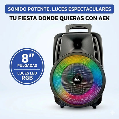 Parlante Inalambrico Bluetooth Ios Android 8 Pulgadas Luces Negro