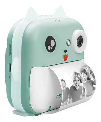 Cámara Infantil Digital Impresora Térmica 0.3mp Microsd 32g Verde