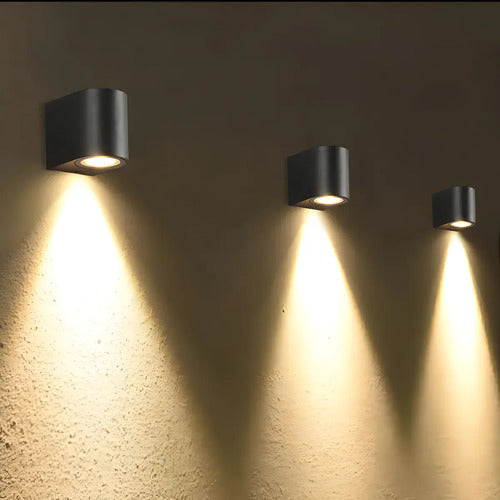 Set X8 Aplique Pared Lampara Exterior Foco Luz Led Spot Negro
