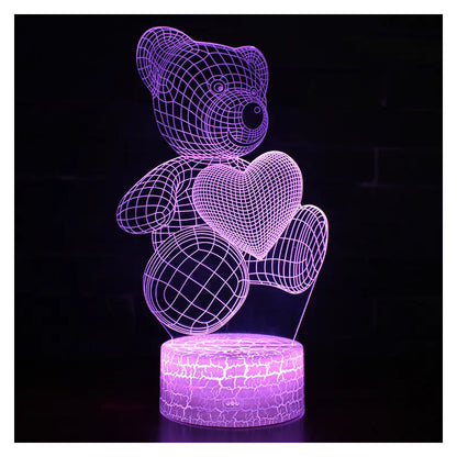 Lampara Veladora Ilusion 3d Diseño Osito Infantil Multicolor