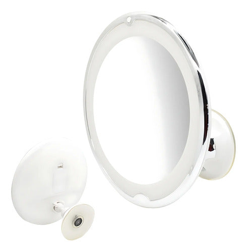 Espejo Luz Led Maquillaje Redondo Con Aumento Giratorio Blanco