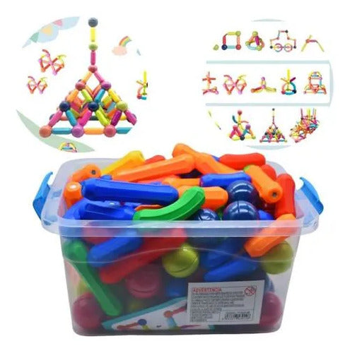 Bloques Magneticos Didacticos Infantil Varillas 130 Piezas 130 Sin Personaje